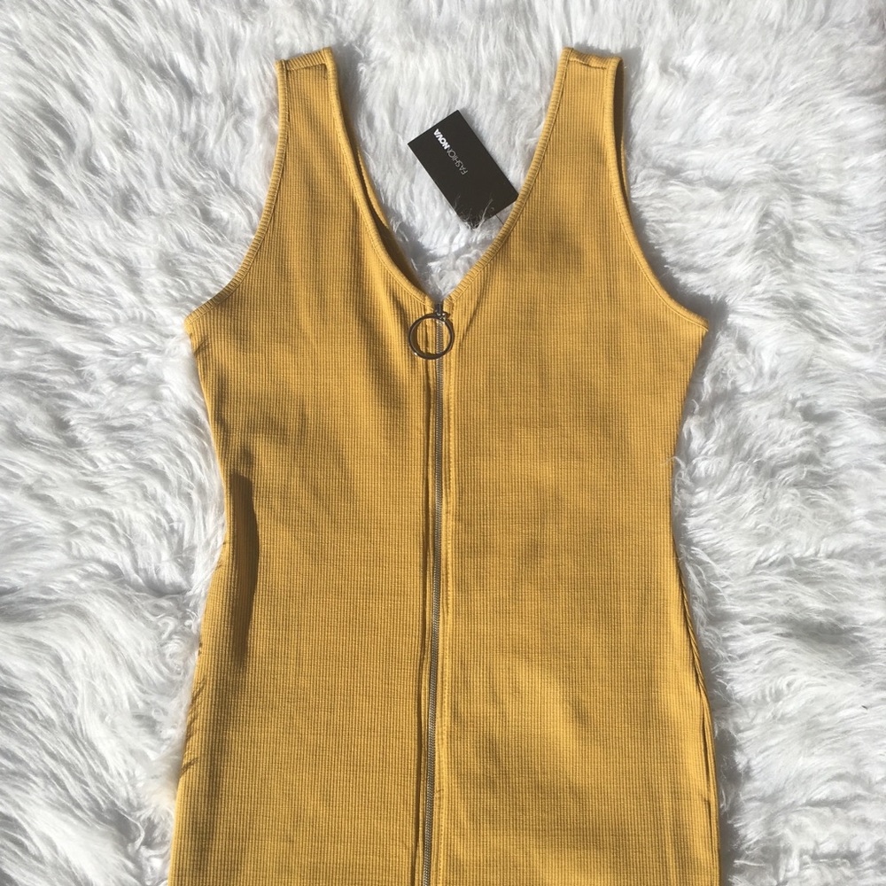Fashion Nova Averie Dress- Mustard - Picture 3 of 6
